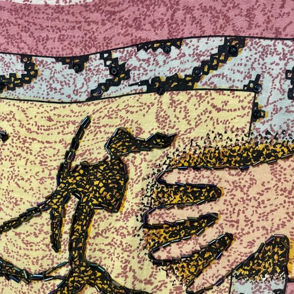 Vintage 90s TOKI F.A.S.H.I.O.N Oversized Beaded Shirt – Unique Beaded Top - Picture 2 of 4